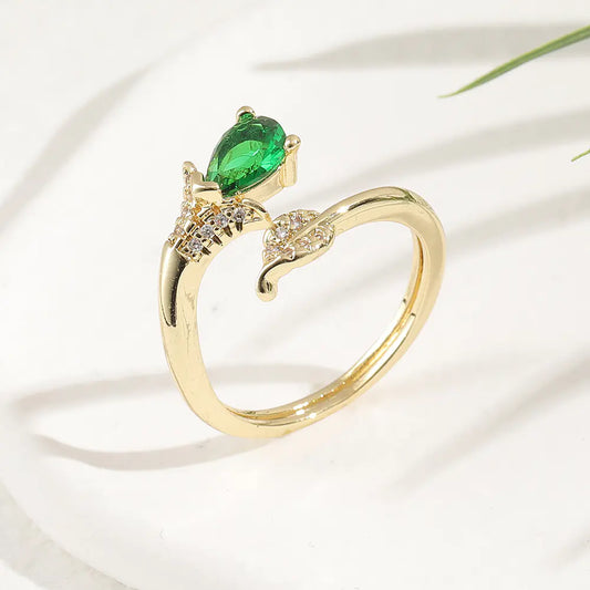 (Copy) Copper Plated Gold Inlaid Zircon Fashion Ring
